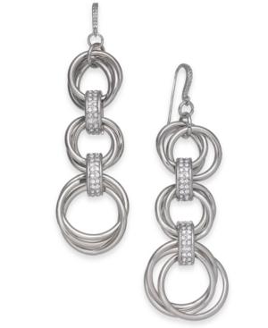 Alfani Silver-tone Pave Multi-hoop Triple Drop Earrings, Created For Macy's