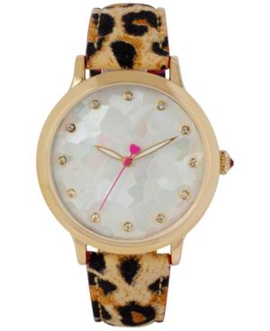 Betsey Johnson Women's Brown Leopard Print Leather Strap Watch 39mm Bj00531-03