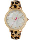 Betsey Johnson Women's Brown Leopard Print Leather Strap Watch 39mm Bj00531-03
