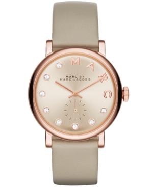 Marc By Marc Jacobs Women's Baker Dexter Gray Leather Strap Watch 36mm Mbm1400