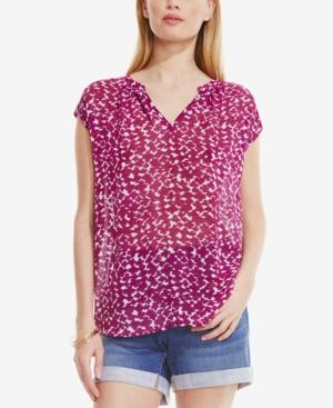 Vince Camuto Printed Split-neck Blouse
