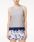 Maison Jules Cotton Crochet-contrast Top, Only At Macy's