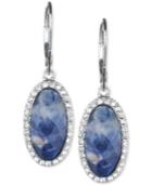 Lonna & Lilly Silver-tone Blue Stone And Pave Oval Drop Earrings
