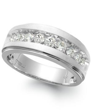 Men's Nine-stone Diamond Ring In 10k White Gold (1/2 Ct. T.w.)