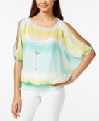 Bcx Juniors' Ombre Slit-sleeve Smocked Top