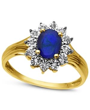 10k Gold Ring, Sapphire (1 Ct. T.w.) And Diamond Accent Ring