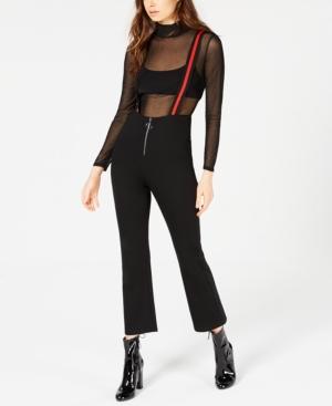 Waisted Juniors' Striped Overalls