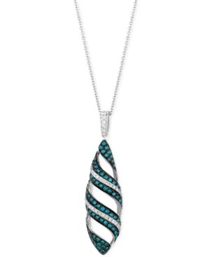 Le Vian Exotics Blue And White Diamond Wave Pendant Necklace (3/4 Ct. T.w.) In 14k White Gold