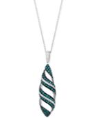 Le Vian Exotics Blue And White Diamond Wave Pendant Necklace (3/4 Ct. T.w.) In 14k White Gold
