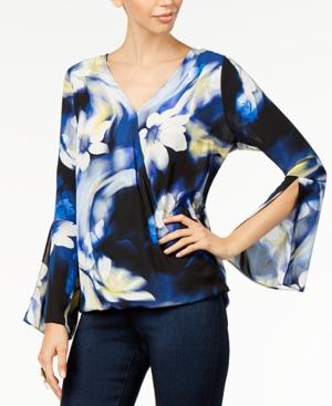 Thalia Sodi Printed Bell-sleeve Top, Created For Macy's