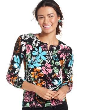 August Silk Long-sleeve Printed Cardigan