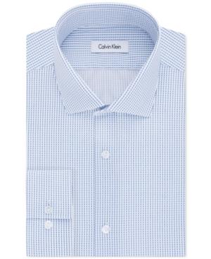 Calvin Klein Men's Slim-fit Infinite Stretch Performance Blue Dot Stripe Dress Shirt
