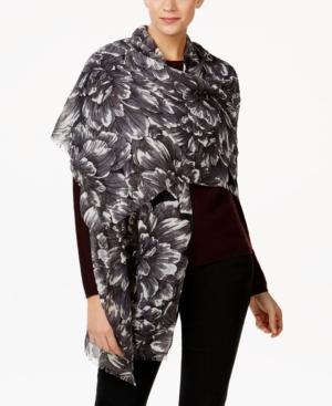 Echo Painted Floral Wrap & Scarf In One