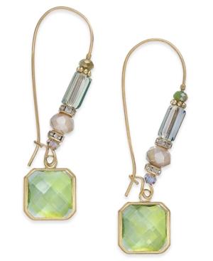 Inc International Concepts Gold-tone Multi-stone Square Drop Earrings, Only At Macy's
