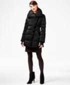 Vera Wang Coat Velvet-trim Asymmetrical Puffer Coat