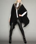 The Fur Vault Knitted Fox-fur-trim Cape
