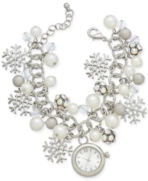 Silver-tone Charm Bracelet Watch 22mm, Created For Macy's