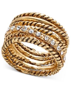 Inc International Concepts Textured Pave Statement Ring, Created For Macy's