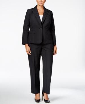 Le Suit Plus Size One-button Striped Pantsuit