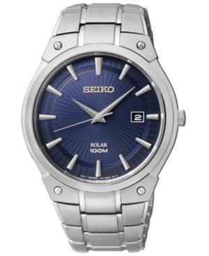 Seiko Men's Solar Stainless Steel Bracelet Watch 41mm Sne323