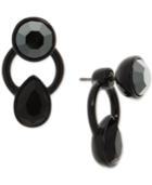 Dkny Black-tone Crystal & Stone Front-and-back Earrings, Created For Macy's