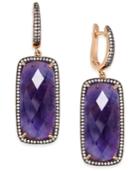 Paul & Pitu Naturally Rose Gold-tone Amethyst And Crystal Drop Earrings