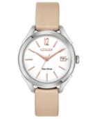 Citizen Drive From Citizen Eco-drive Women's Beige Leather Strap Watch 34mm