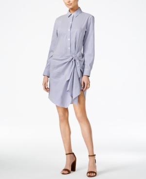 Bar Iii Striped Knotted Shirtdress, Only At Macy's