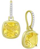 Citrine Cushion Drop Earrings (3-5/8 Ct. T.w.) In 18k Gold-plated Sterling Silver
