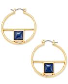 Inc International Concepts Gold-tone Square Navy Stone Hoop Earrings, Only At Macy's