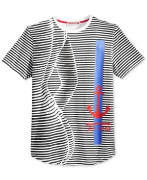 Black Pyramid Men's Stripe Anchor Graphic-print T-shirt