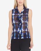 Tahari Asl Sheer Tie-neck Top