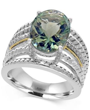 Effy Green Amethyst (5 Ct. T.w.) And Diamond Accent Statement Ring In Sterling Silver And 18k Gold