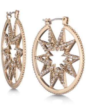 Marchesa Gold-tone Pave Starburst Hoop Earrings