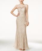 Xscape Sleeveless Illusion Beaded & Lace Gown