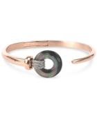 Charriol Black Mother-of-pearl Two-tone Bangle Bracelet In Pvd Stainless Steel And Rose Gold-tone