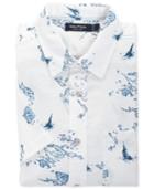 Nautica Geographical Print Slim-fit Button-front Short-sleeve Shirt