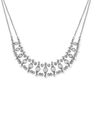 Lucky Brand Silver-tone White Stone Collar Necklace