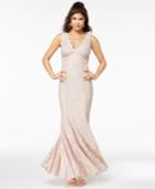 Morgan & Company Juniors' Scalloped Glitter Lace Gown