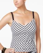 Bleu By Rod Beattie Cruise Control Striped Underwire D- Cup Tankini Top Women's Swimsuit