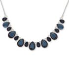 Nine West Silver-tone Blue Stone Collar Necklace