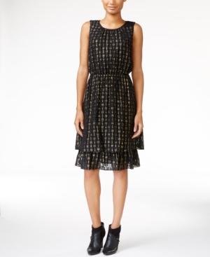 Maison Jules Tiered Metallic-detail Dress, Only At Macy's
