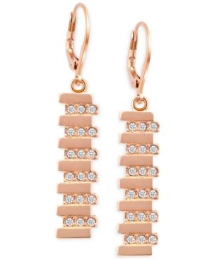 T Tahari Rose Gold-tone Crystal Drop Earrings
