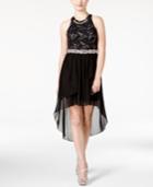 City Studios Juniors' Embellished Lacy High-low Dress