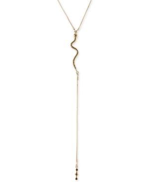 Rachel Rachel Roy Gold-tone Black & Pink Stone Snake Lariat Necklace