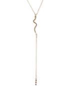 Rachel Rachel Roy Gold-tone Black & Pink Stone Snake Lariat Necklace