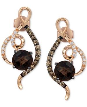 Le Vian Chocolatier Chocolate Quartz (1-1/2 Ct. T.w.) & Diamond (1/3 Ct. T.w.) Drop Earrings In 14k Rose Gold