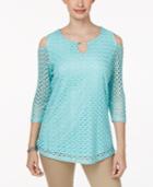 Jm Collection Cold-shoulder Crochet Top, Created For Macy's