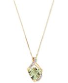 Green Quartz (3-1/4 Ct. T.w.) And Diamond Accent Pendant Necklace In 14k Gold