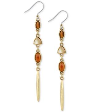 Lucky Brand Gold-tone Multi-stone Linear Drop Earrings